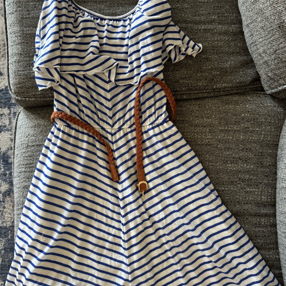 No Boundaries Blue and White Striped Maxi Dress